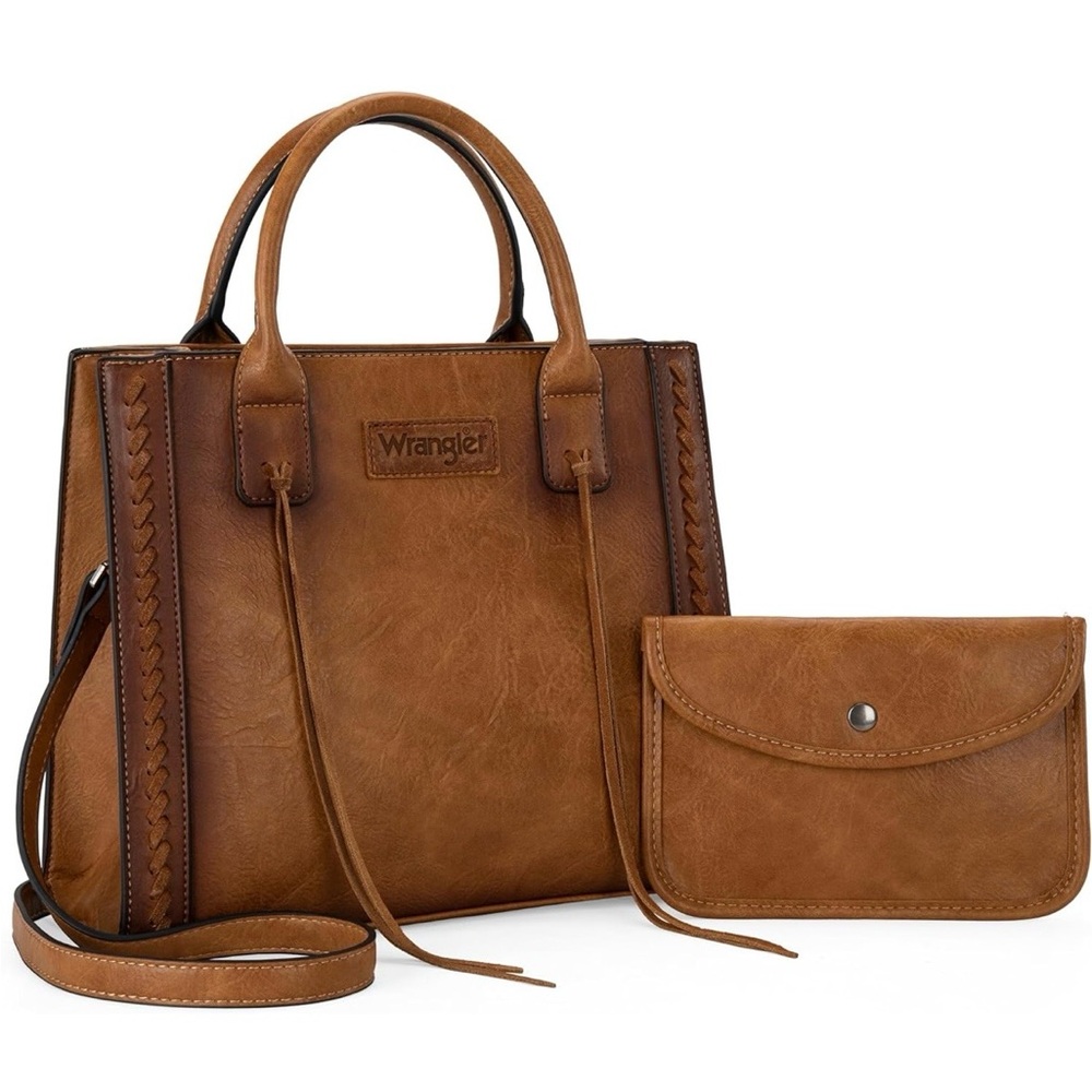 Wrangler Tan Leather Women's Satchel Set